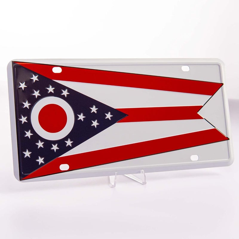 Pickwicks Ohio State Flag License Plate – Embossed Aluminum – Buckeye State Pride – Decorative Car Tag – 6”x12” Novelty Metal Sign (Ohio) - Image 4